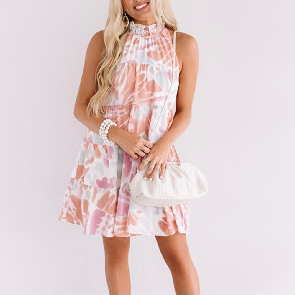 ”Entro”Pastel Floral Halter Babydoll dress
